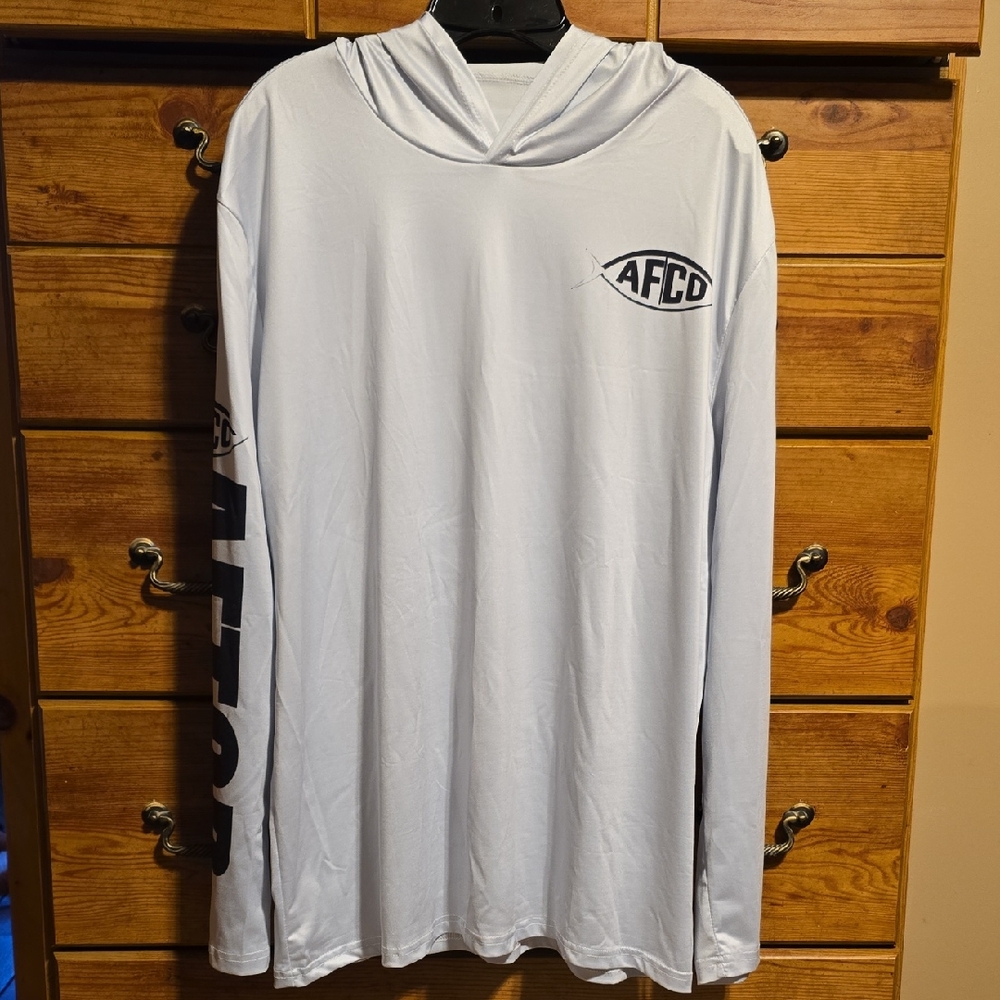 Mens White AFCO Long Sleeve Hoodie XXL